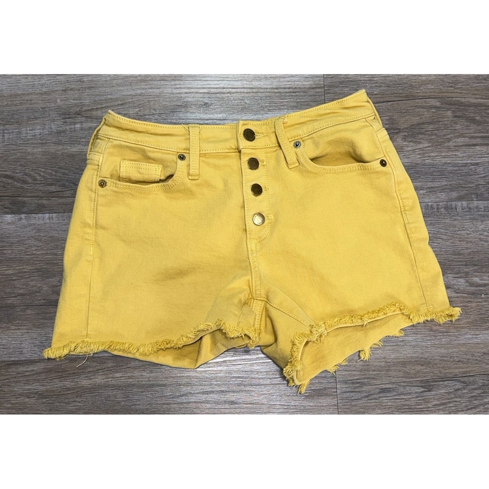 Universal Thread Yellow Denim Cut-Off Shorts Womens 0/25 Exposed Button-Fly